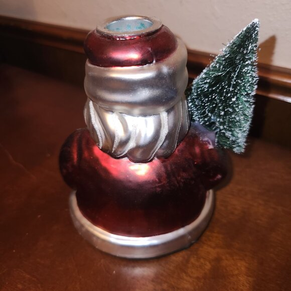 Mercury Glass Santa Taper Candleholder Handpainted By Department 56 - Picture 3 of 7